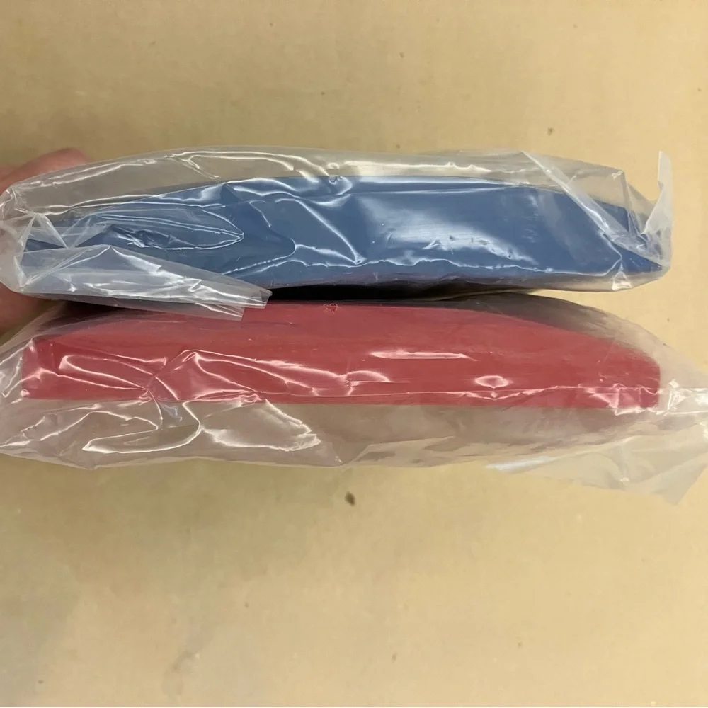 Pottery Barn Kids Painted Wooden Circle Picture Frames 6in Square Blue Red (2)